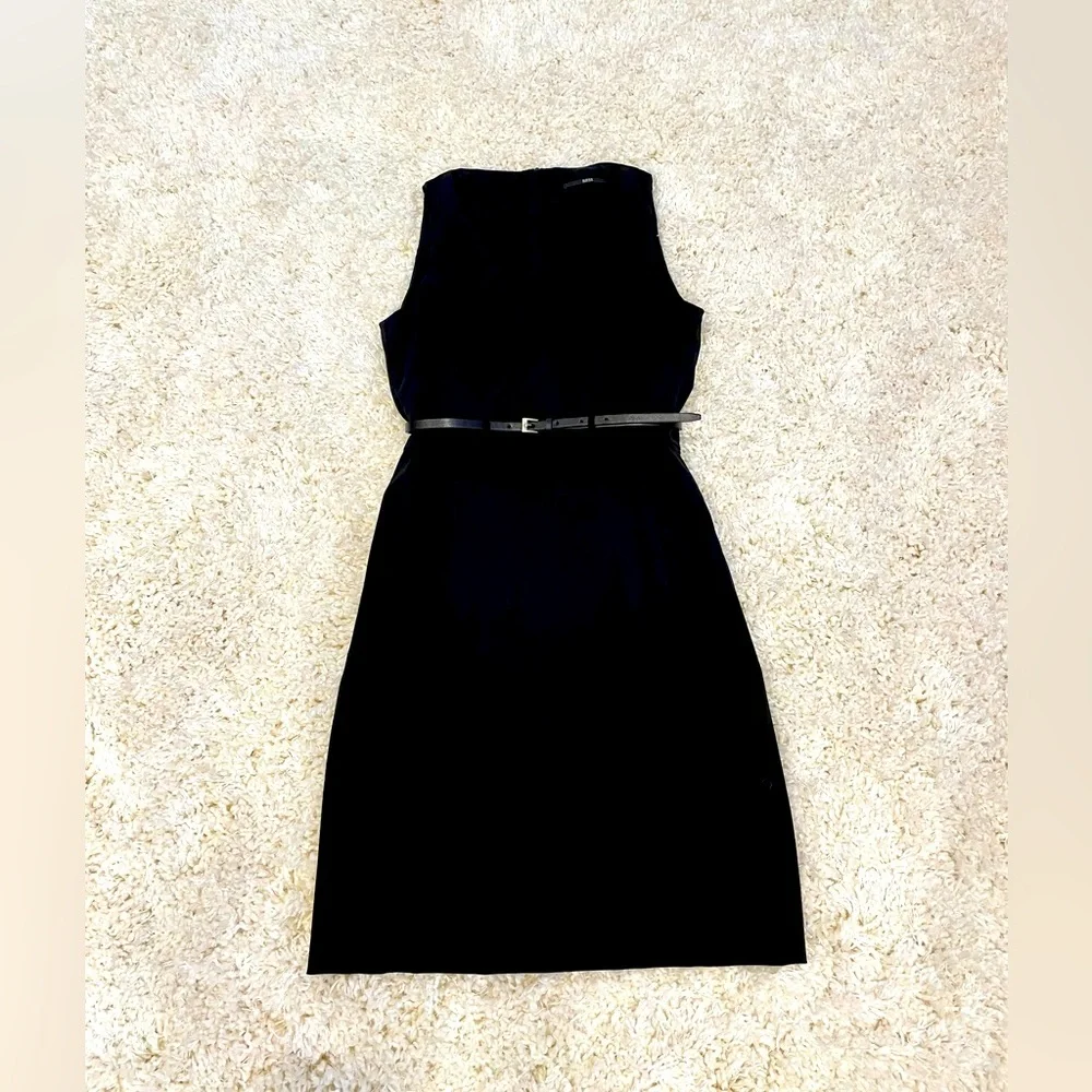 Hugo Boss Little Black Dress In Italian Stretch Wool - Picture 1 of 2